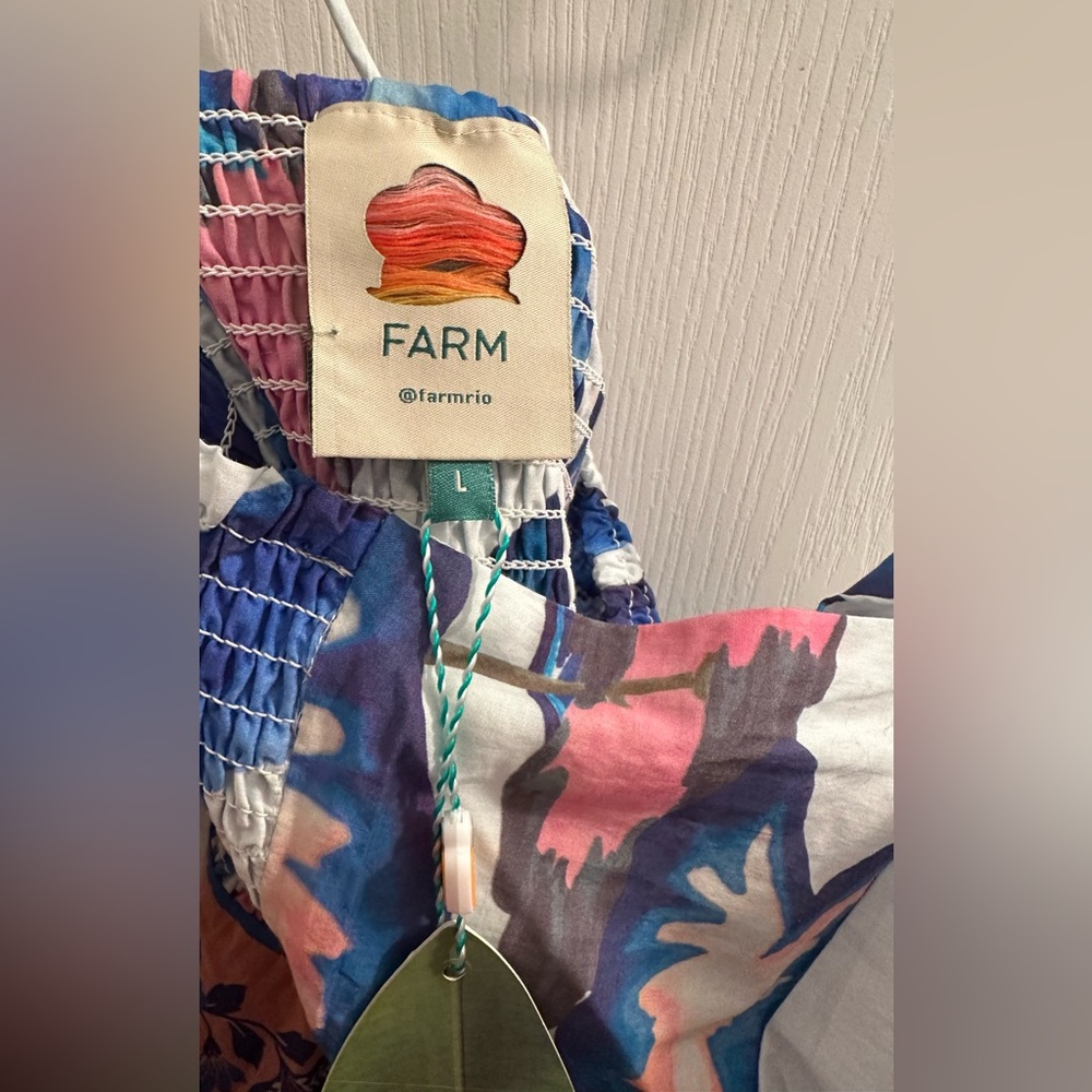 FARM Rio FOLIAGE Midi Dress, Blue and white Brand New With Tags, has beats - Picture 11 of 15